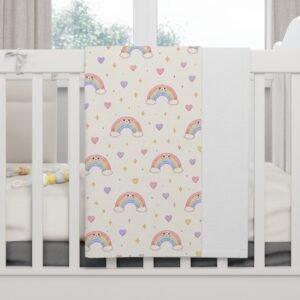 Rainbow Hearts Baby Blanket