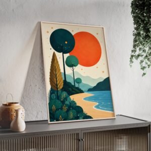 Minimalist Coastal Landscape Framed Poster