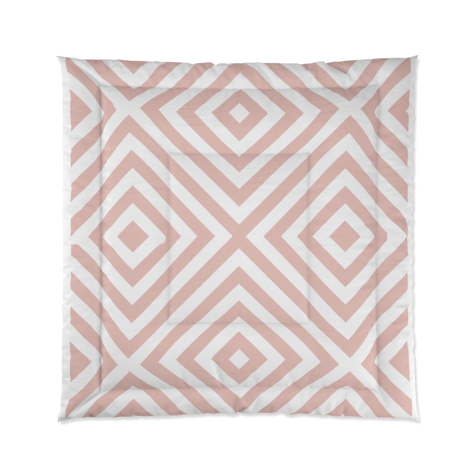 Blush Pink Geometric Diamond Pattern Comforter - Image 5