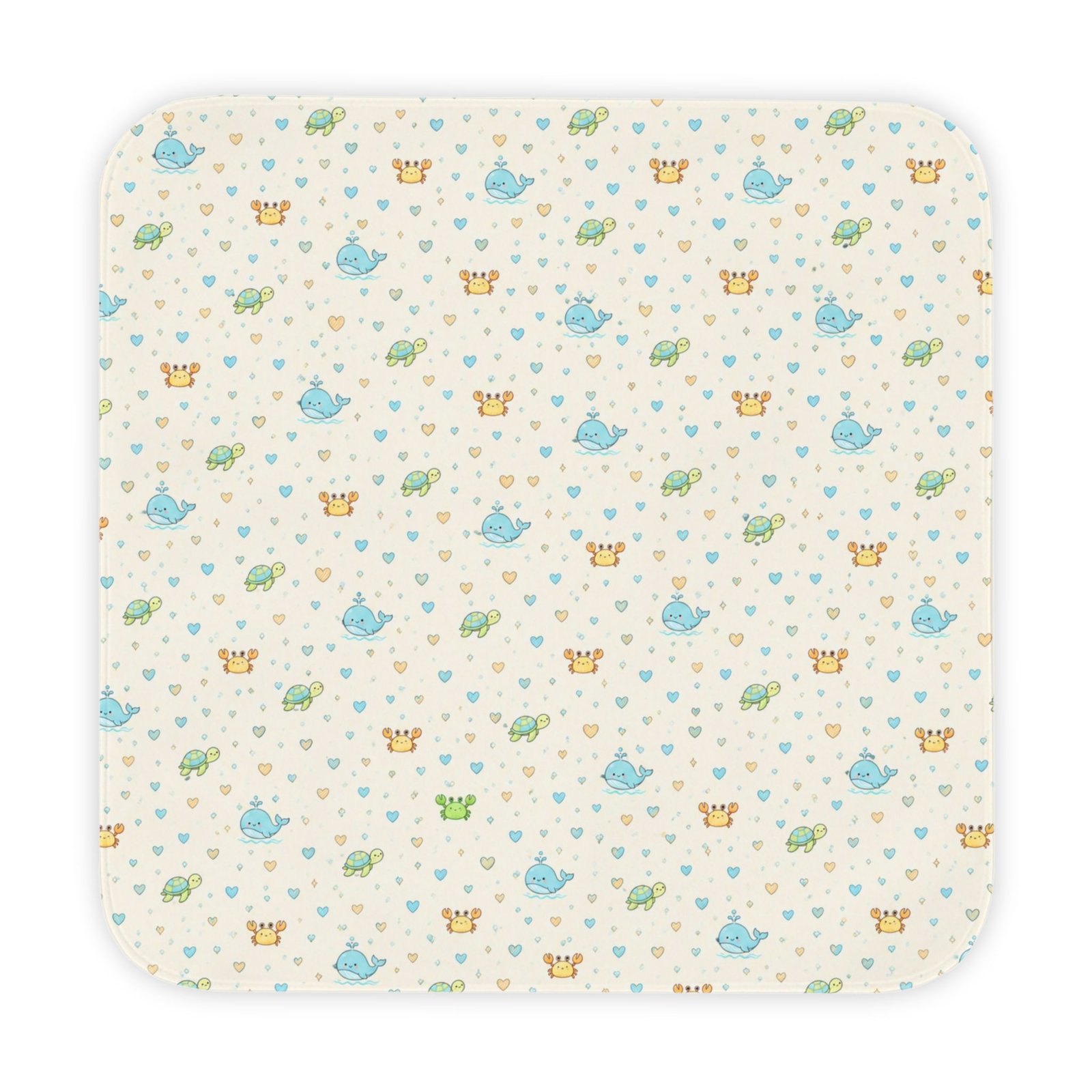 Hooded Baby Towel with Cute Ocean Animals and Hearts - Image 5