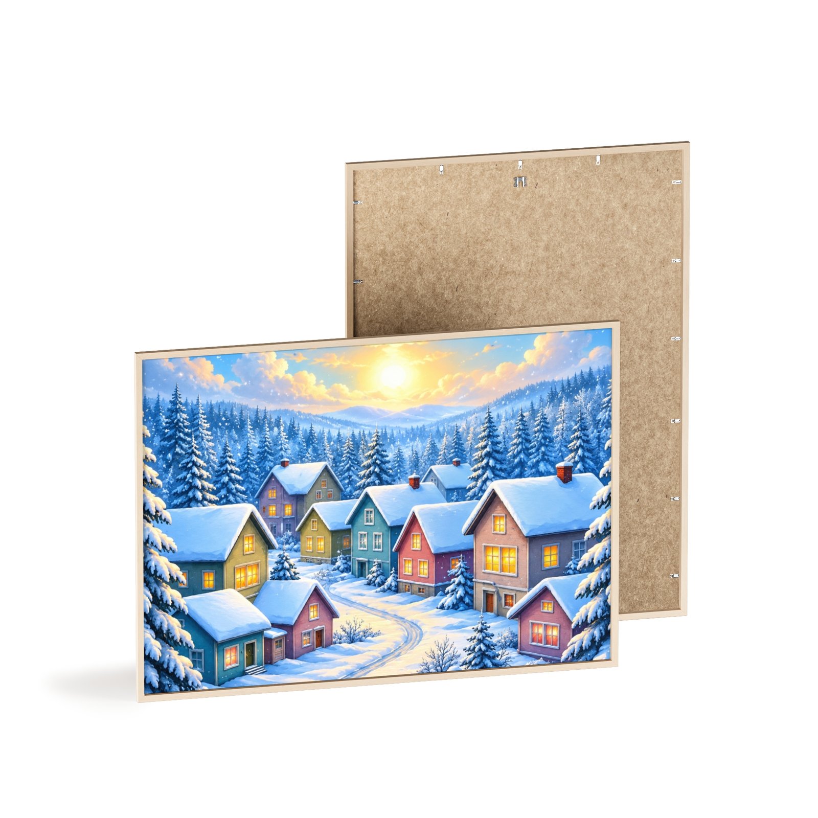 Framed Winter Village Snowy Christmas Poster - Image 4