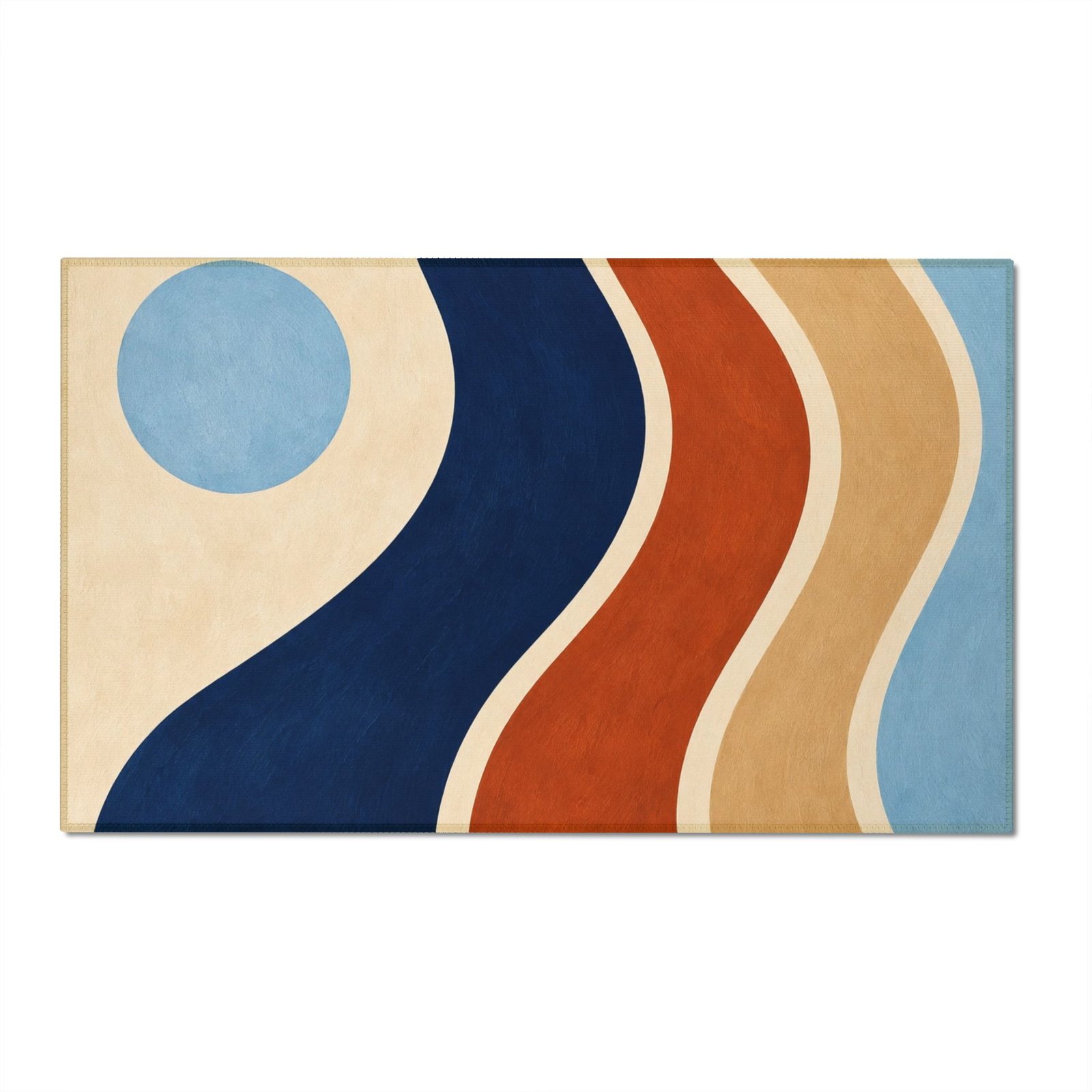 Abstract Mid-Century Modern Wave Chenille Rug - Image 7