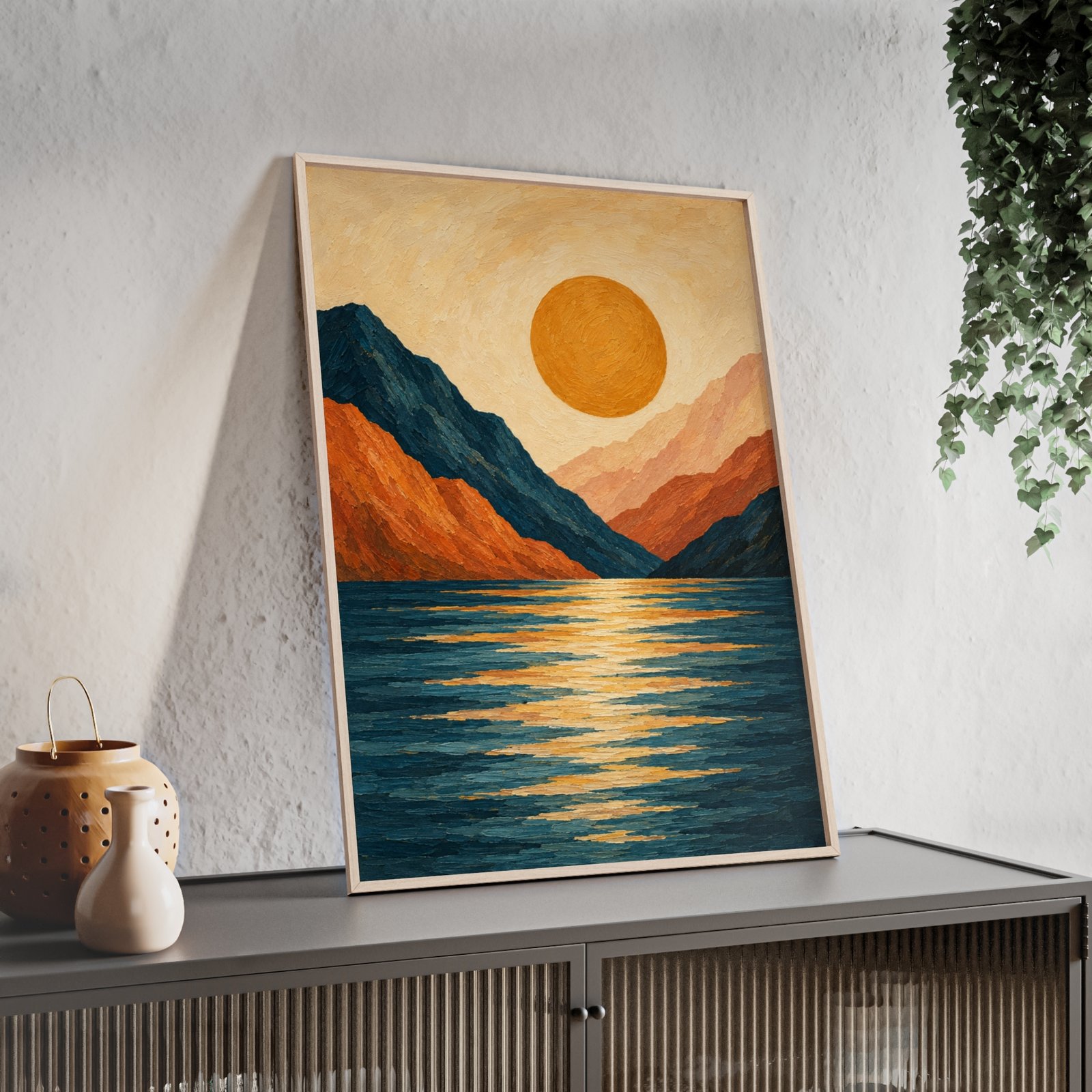 Framed Mountain Lake Sunset Poster - Image 2