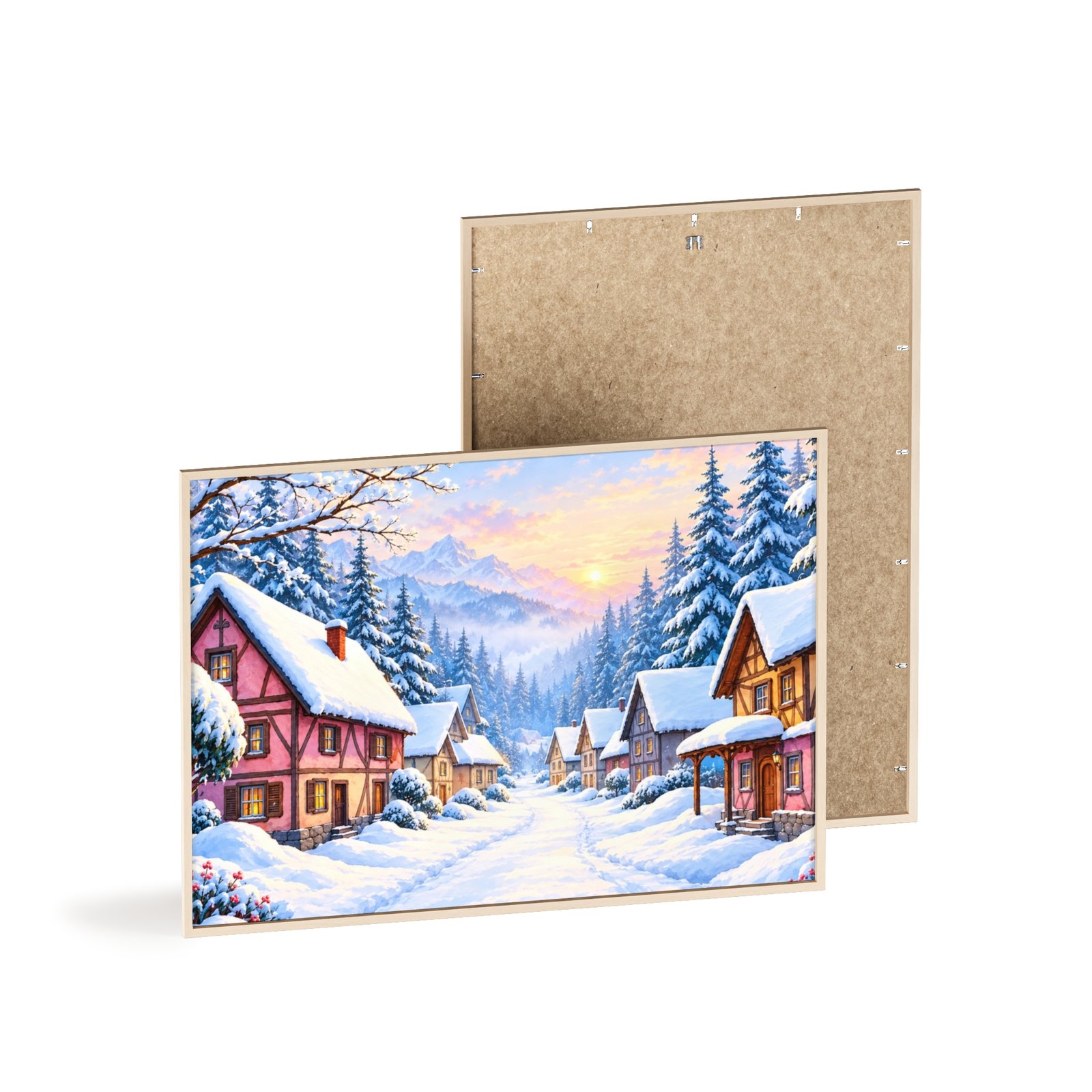 Winter Village Wooden Framed Poster - Image 4