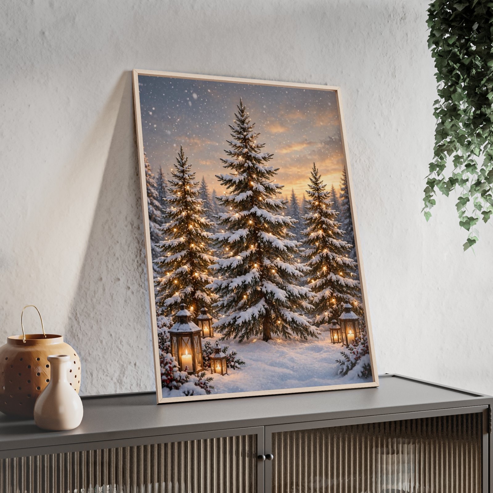 Winter Wonderland Snowy Christmas Trees Framed Poster - Image 3