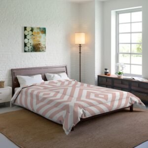 Blush Pink Geometric Diamond Pattern Comforter