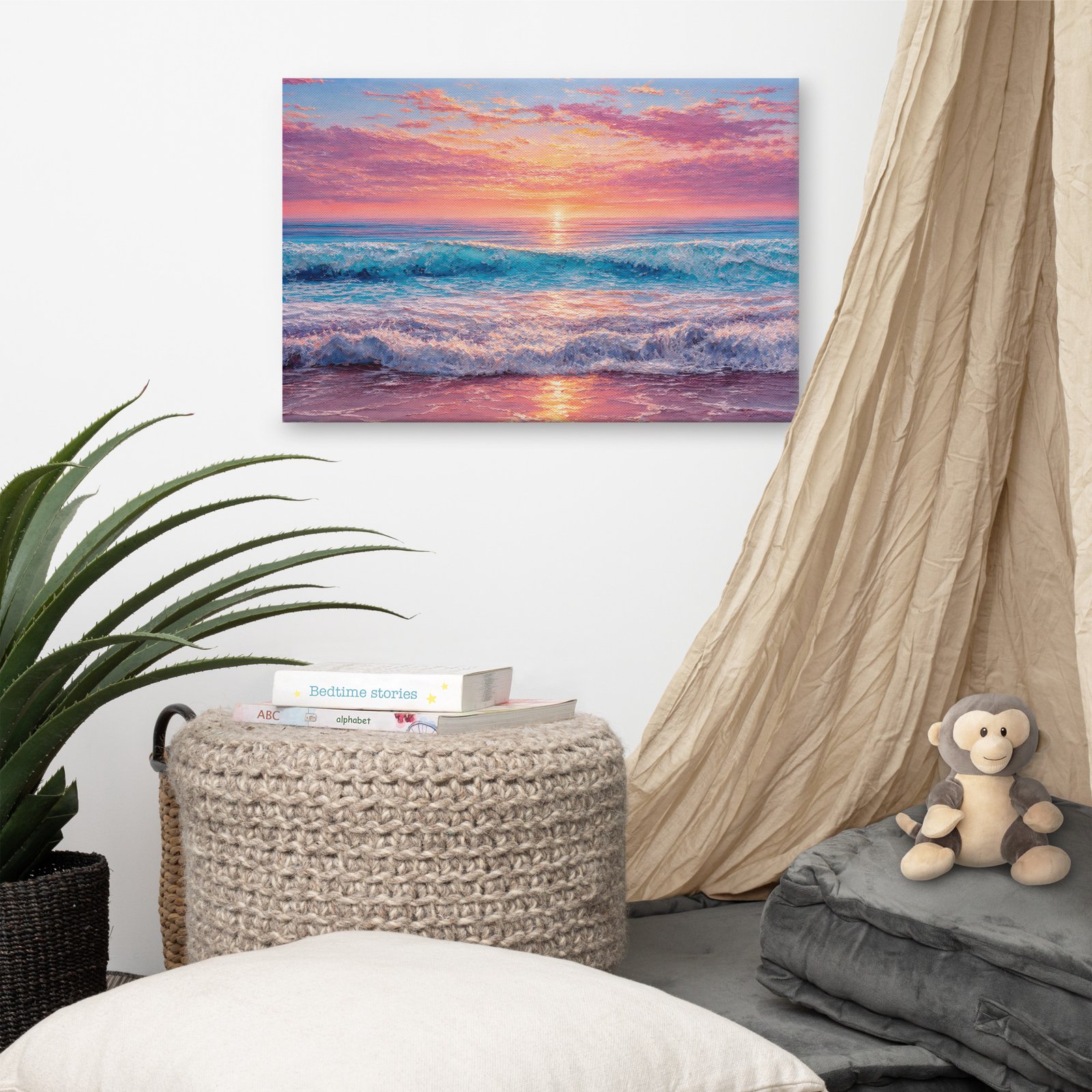 Pastel Beach Sunset Canvas - Image 5