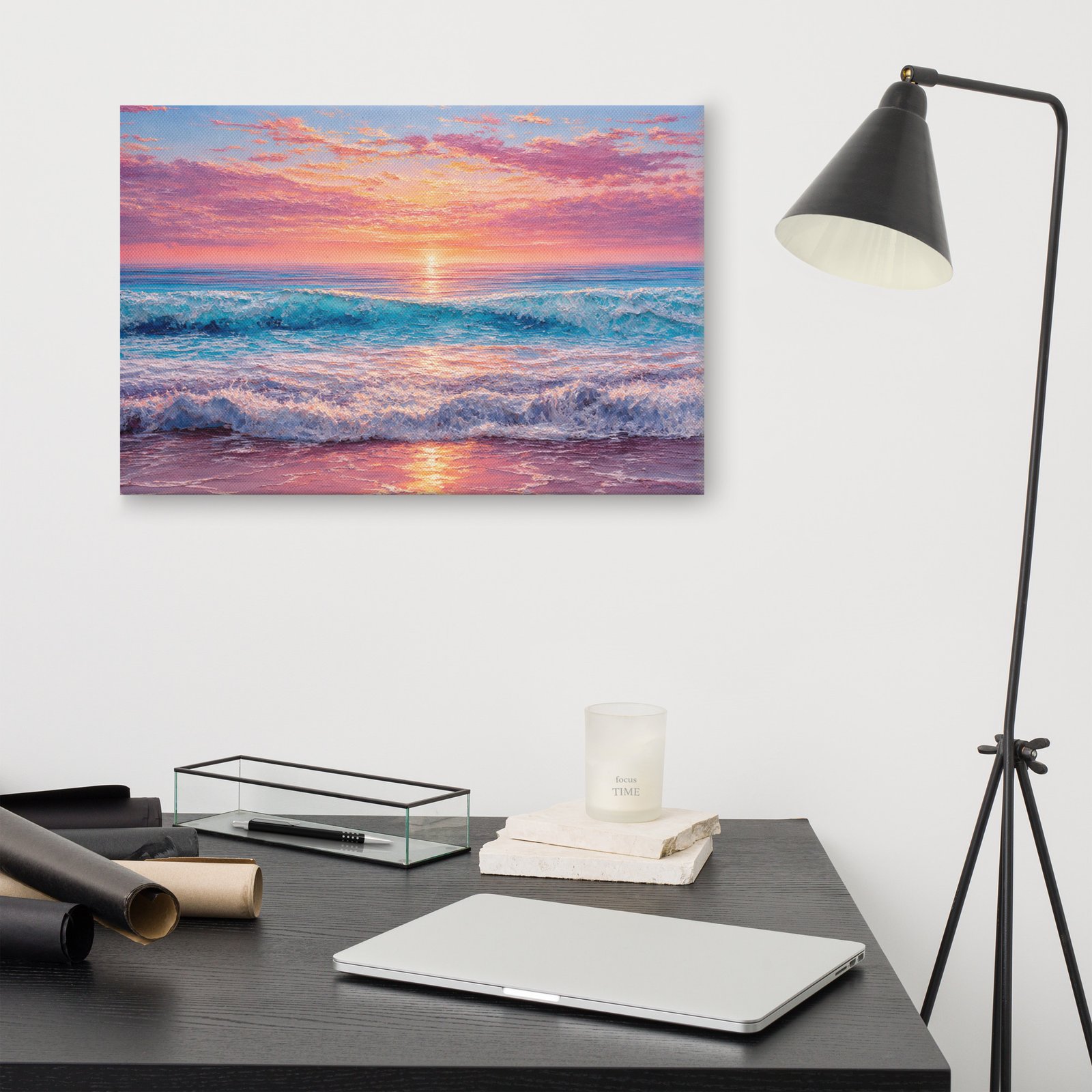 Pastel Beach Sunset Canvas - Image 9