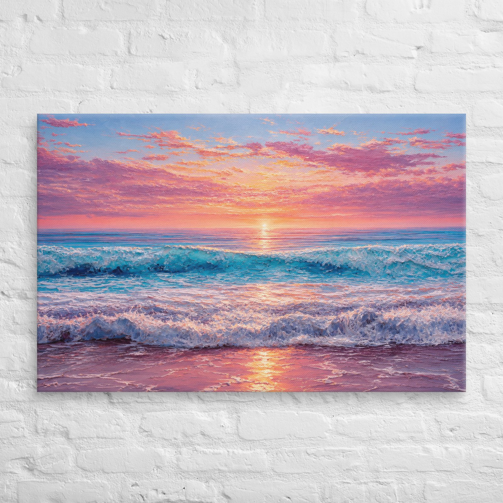 Pastel Beach Sunset Canvas - Image 11